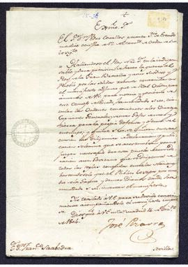 Oficio de José Pizarro a Francisco de Saavedra, en el que justifica la no declaración solemne de ...