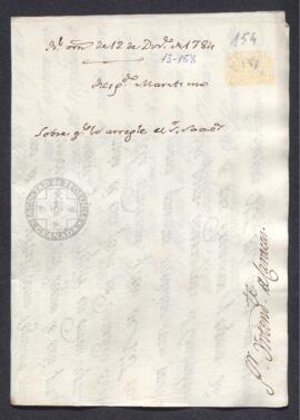Real Orden de José de Gálvez al intendente de Caracas, Francisco de Saavedra, sobre resguardo mar...