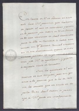 Real Orden de Antonio Valdés al intendente de Caracas, destituyendo a Ignacio Canivel como minist...