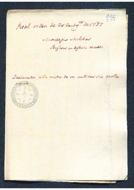 Real Orden de Antonio Valdés al intendente de Caracas, Francisco Saavedra, concediendo una pensió...