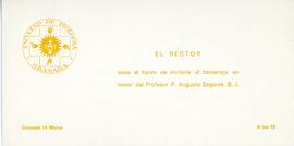 Invitación al homenaje al P. Augusto Segovia, S. J.