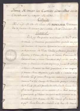 Informe que contiene copias de diversas Reales Cédulas, entre los años 1672-1719, relativas a la ...