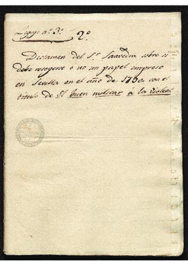 Dictamen de Francisco de saavedra al Consejo de Guerra, censurando un papel impreso en Sevilla en...