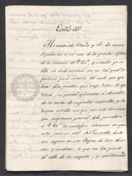 Carta particular José de Austria a Francisco de Saavedra, en la que propone la necesidad de hacer...