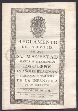 Reglamento de los cuerpos españoles, irlandeses, italianos y balones de la infantería del Ejercito
