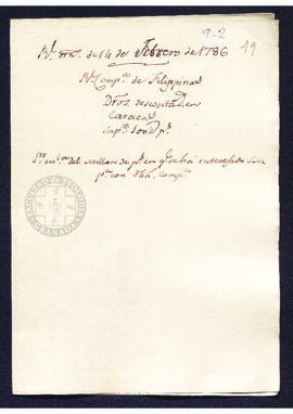 Real Orden de José de Gálvez al intendente de Caracas, Francisco Saavedra,sobre la Real Compañía ...
