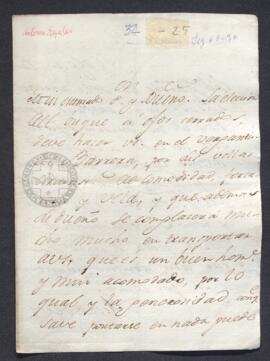 Carta de  Antonio Eyaralar a Francisco de Saavedra, en la que se planifica en embarque de éste ru...